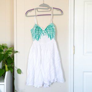 Mara Hoffman Floral White and Teal Dress (xs)